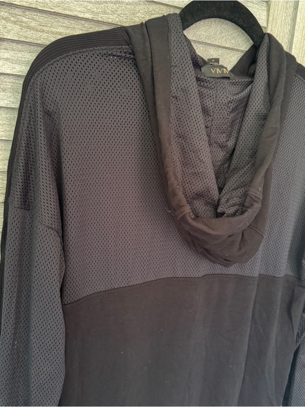 Alala Black Mesh Hoodie Tunic Dress Micro Modal Long Sleeve Size Medium